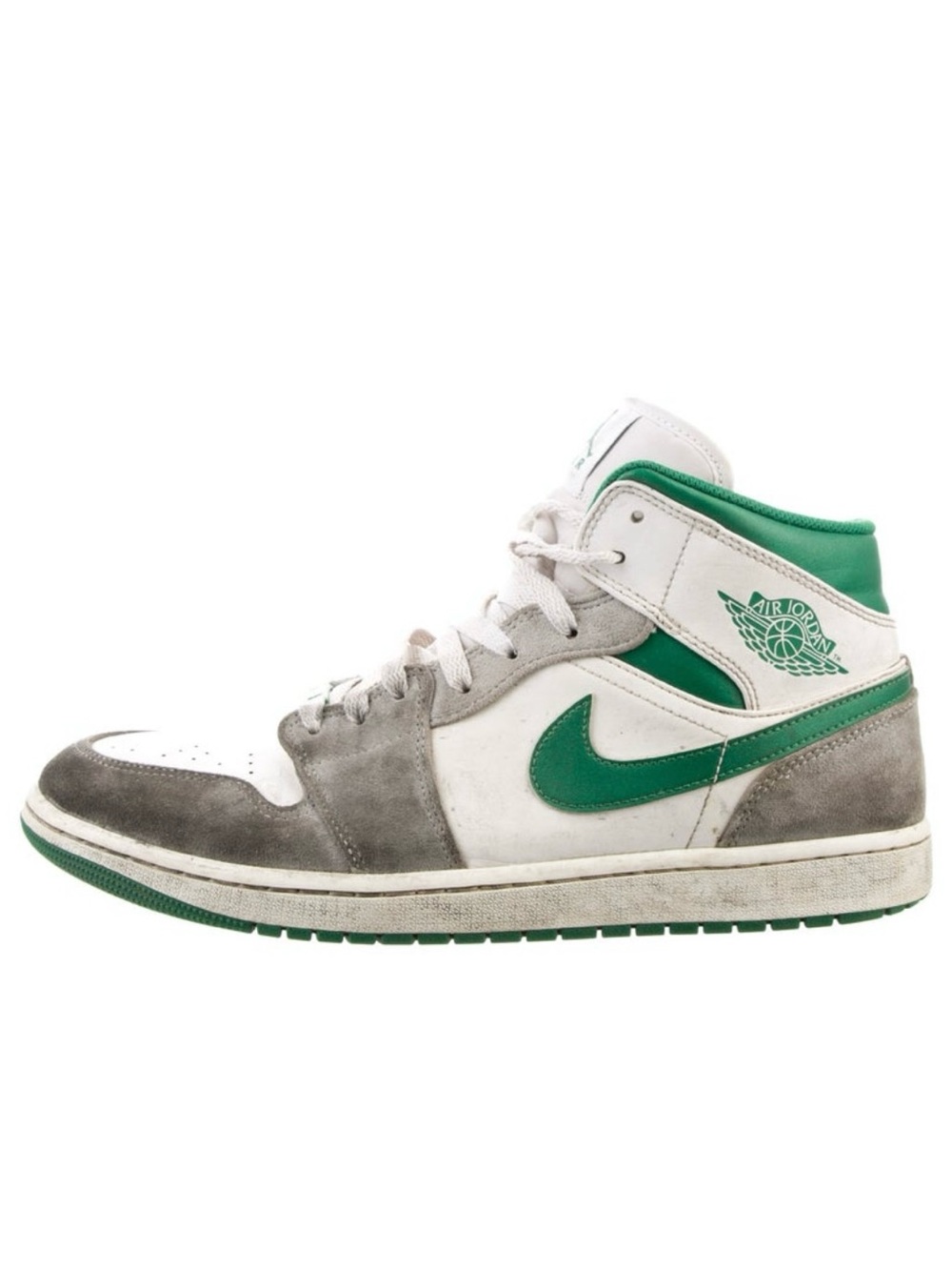 Jordan Mid-Top Sneakers in White, Gray & Green